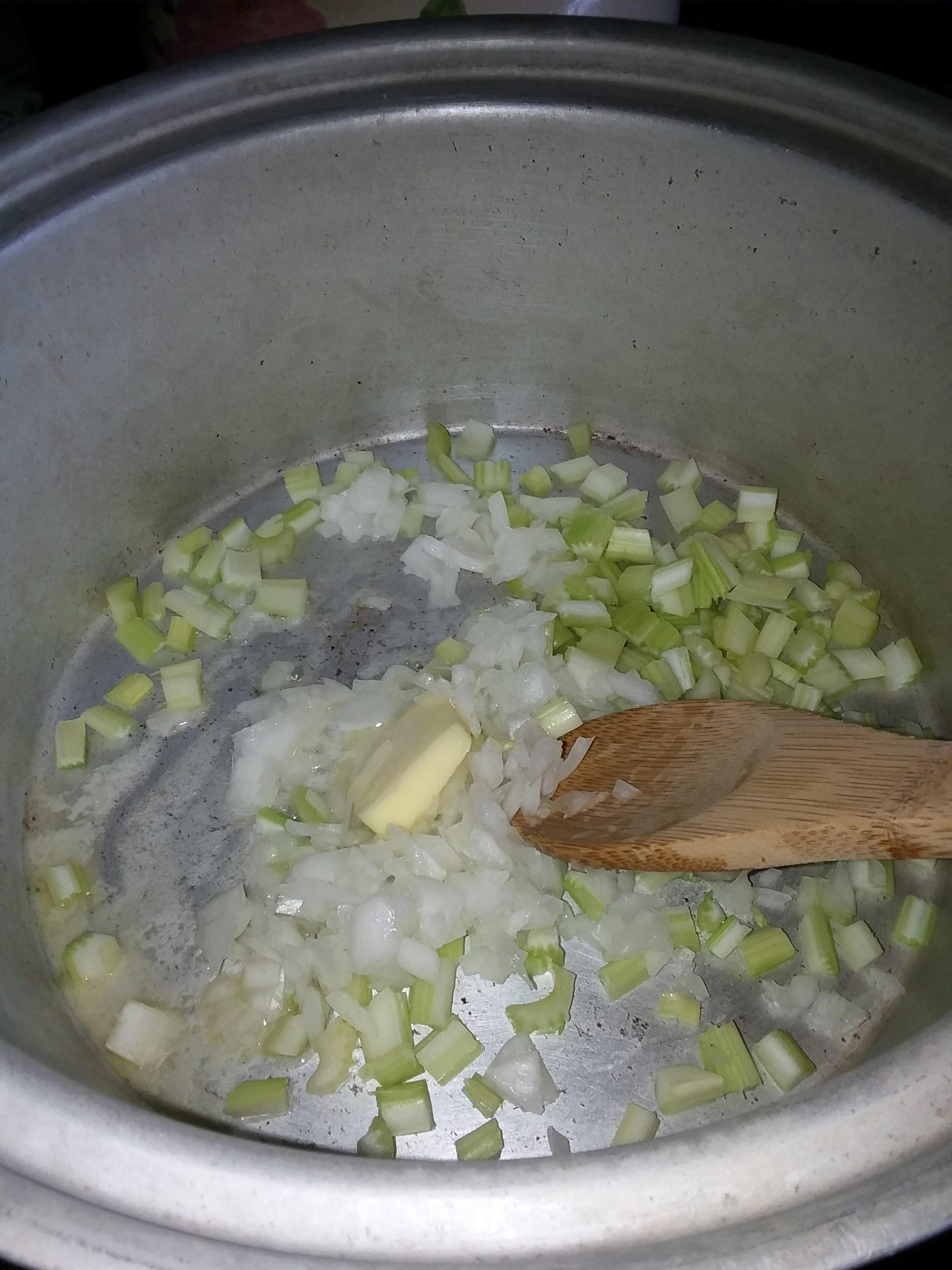 butter, onion, celery cooking